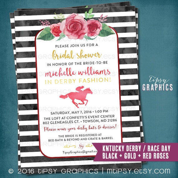 Kentucky Derby Race Day Party Invitation. Bridal Shower.