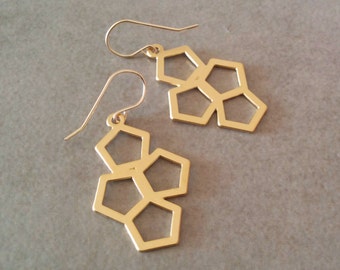 Hexagon Earrings, Geometric Earrings, Geometric Pattern Earrings, Mothers Day Jewellery, Bridesmaids Wedding Gift, ...