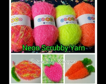Neon Yarn- Scrubby Yarn - 1 Skein of Your Choice- Specialty yarn from South Korea- Neon Yarn - Well Being Brand