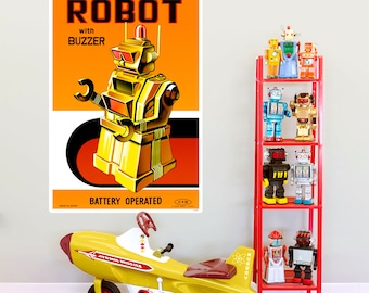 Golden Robot Tin Toy Wall Decal - #55072
