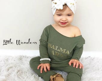 Baby Girl Balman Paris Army Green Romper