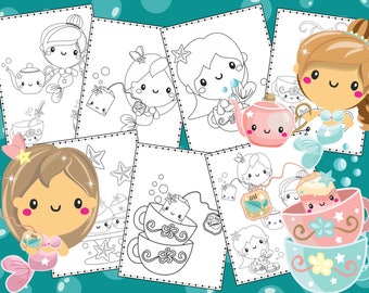 Mermaid coloring | Etsy