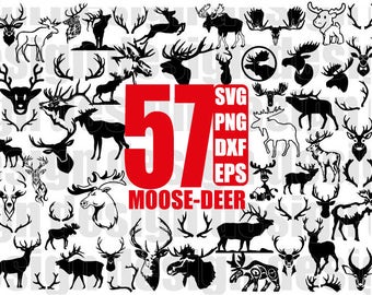 DEER SVG, MOOSE svg, Antler svg, Deer Moose Antlers, moose head svg, deer head svg, wildlife, cricut silhouette, stencil, decal, cut files