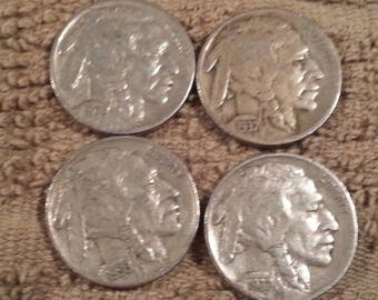 Two 1936 & Two 1937 INDIAN HEAD/BUFFALO Nickels