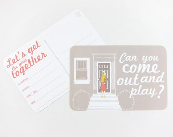 Can You Come Out and Play: Set of 10 or More Invitation Postcards
