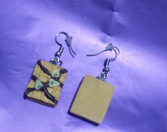 Earring waffle with chocolate and these little pears in Fimo