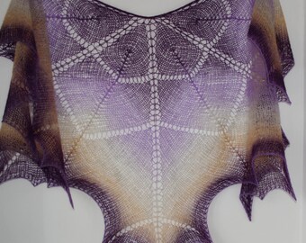 Hand knit shawl.shawl,Lace wool shawl - peach-purple-grey colors Hand Hand knit Shawl, knit Shawl, knitted shawl, Lace shawl,