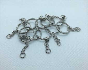 Set of 10 silver keychain hardware - destashing my lot of supplies. These include all you need to make your custom piece into a keychain.
