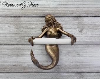 ANY COLOR Mermaid toilet paper holder / gold toilet paper holder / nautical bathroom decor / sea theme bathroom / mermaid bathroom decor