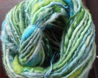 Island Water Blues & Greens Handmade Wool Yarn 43 Yards