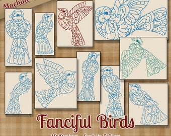 fanciful birds machine embroidery patterns designs 5 sizes 10 designs ornate decorative - Bakers Gonna Bake Kitchen Redwork Embroidery Designs fanciful birds machine embroidery patterns designs 5 sizes 10 designs ornate decorative - Bakers Gonna Bake Kitchen Redwork Embroidery Designs