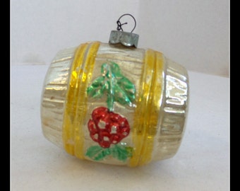 Vintage Christmas Ornament Handblown Barrel
