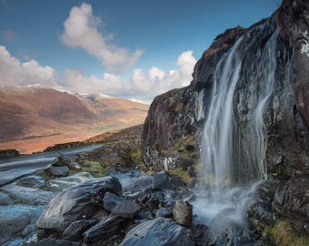 Waterfall at Conor Pass, Dingle Peninsula, County Kerry.
