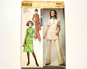 Simplicity Vintage Sewing Pattern 9509 Size 12 Misses Dress or Tunic and Pants