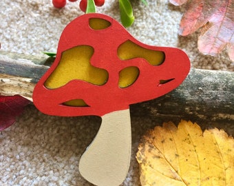 Cute toadstool handmade brooch