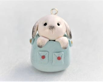 Bunny Necklace Bunny Charm Bunny Pendant Bunny Figurine Bunny Charm Necklace Bunny Keychain Bunny Jewelry Polymer Clay Easter Bunny Necklace