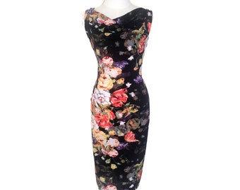 Isabelle Argentine tango dress, midi dress. Wedding guest dress with open back. Low back ballroom dance dress with back slit. Dancewear.