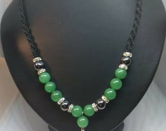 Set necklace and bracelet with Green Aventurine and Hematite