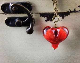 Lampwork heart necklace
