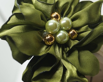 Fabric Flower Headband / Hair Band - Green