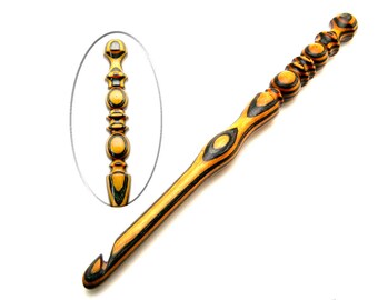 Handmade Wood Crochet Hook Bumblebee Wood size L