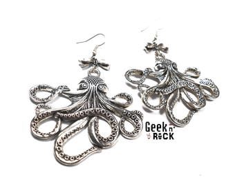 Squid octopus kraken tentacle seabed Octopus steampunk earrings
