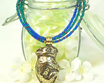 Silver Bunny Necklace Pip - Rabbit Pendant - Cute Bunny -Silver Rabbit Necklace -Bunny Jewelry -Pet Bunny Rabbit Jewelry -Statement Necklace