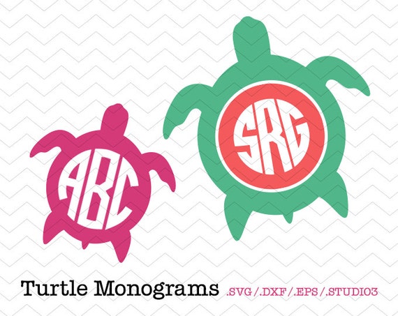 Download Turtle Circle Monogram SVG DXF EPS Studio3 Nautical Cut