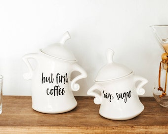 But First Coffee | Kitchen Canister Set | Choose from 1 or 2 pieces | but first | coffee | Sugar | Kitchen Canister
