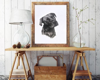 Handdrawn Dog Art...Drawn in pen & ink...Dog art...Print...Friendly puppy face...dog drawing art...lifelike dog art...lifelike puppy drawing