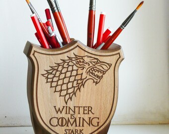 Game of Thrones Game of Thrones Holder, Winter is Coming Gift, Game of Thrones Gift, Holder Wood, holder Carved, Stark House