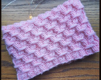 Chunky Knit Cowl, Knit Neckwarmer / The Bonnie Crest Cowl/ in Ballet Pink Peruvian Wool