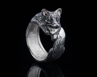 Fox Ring, sterling silver, handmade ... fox tail, nature ring, fox jewelry, vixen