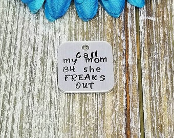 Call My Mom Dog Tag, Dog Tag, Pet Tag, Stamped Dog Tag, Pet ID Tag, Dog Tag For Dogs, Personalized Dog Tag, Large Dog Tag, Custom Dog Tag