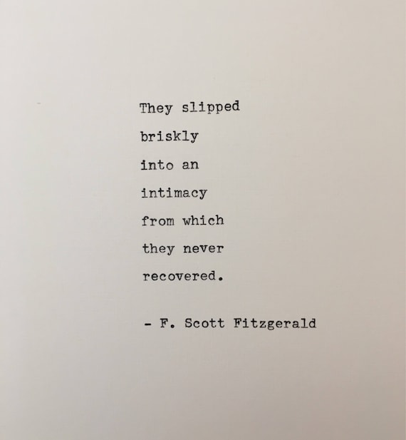 F. Scott Fitzgerald love quote hand typed on antique