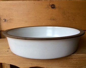 Rare Heath Ceramics Opaque White Brown Open Casserole Serving Bowl 14.25” Excellent XL