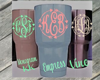 Yeti Cup Decal, Personalized Decal, Monogram Decal, Circle Arrow Design, Yeti Tumbler Decal, Vinyl Sticker, Decal for cup, Decal for RTIC
