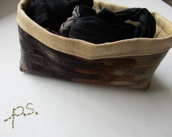 Earth Tones and Gold Fabric Basket - Gold and All Shades Brown Soft Bin