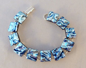 7 Inch Silver Dichroic Fused Glass Bracelet, Fused Glass, Dichroic Bracelet, Fused Glass Bracelet, Dichroic, Glass Bracelet, Silver Bracelet