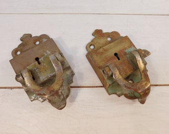Antique Brass Locking Mechanism, Keyed Lock, Restoration Lock Hardware, Victorian Hardware
