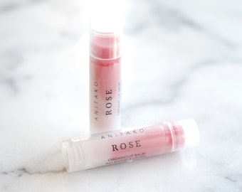 R O S E - Bulgarian Rose Otto Scented, Organic Lip Balm, Natural Lip Balm