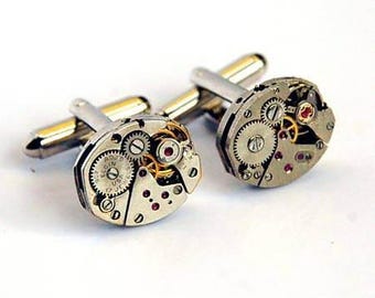 Vintage Watch Mechanism Cufflinks - Handmade Cufflink - Groomsmen - Wedding