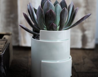 Porcelain Planter - Tiered Collection - Circular, Medium