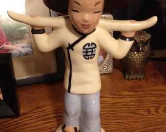 Vintage Yolk Carrying Asain Figurine