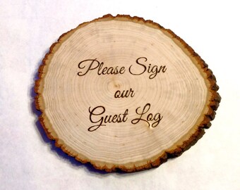 Wooden Simple Home Sign. Wood Slice Slab Live Edge Bark