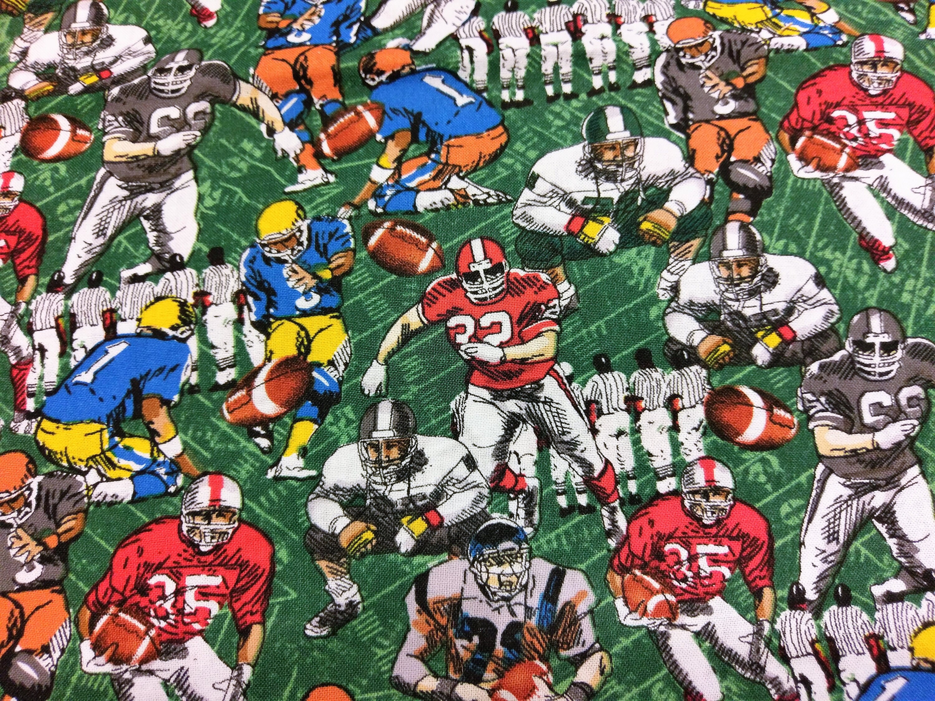 Football Player Cotton Fabric By the Yard Football