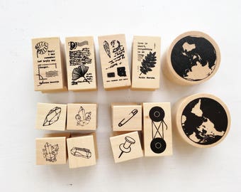 Rubber Stamp Set // Vintage Rubber Stamp Pack // Scrapbook Embellishment DIY