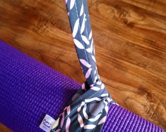 Geometric Cotton Yoga Mat Strap, Yoga Mat Strap, Cotton Yoga Mat Strap, Pilates Mat Sling, Pilates Mat Strap, Pilates, Purple, Yellow, Grey