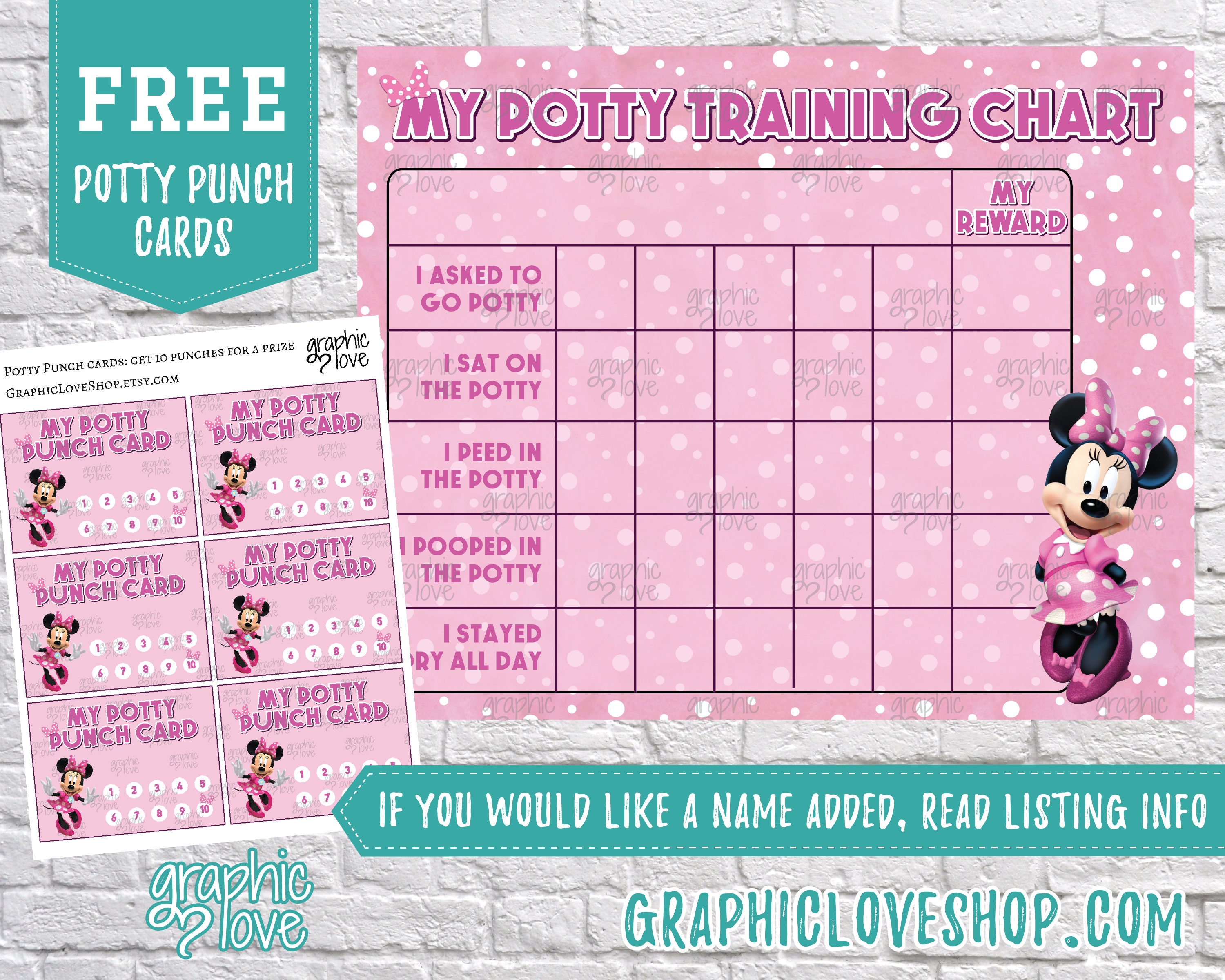 Printable Minnie Mouse Potty Training Chart FREE Punch Cards