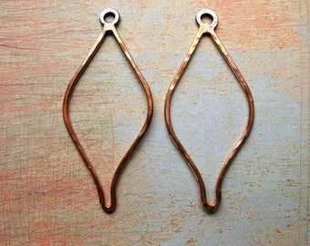 Gold Filled Hammered Leaf Hoop Findings - 1 pair - 1.75 inches in length
